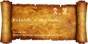 Koletár Melinda névjegykártya