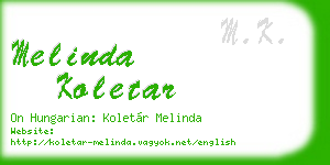 melinda koletar business card